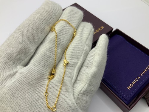 Pulsera cadena estación corazón monica vinader oro 18k vermeil PVP £78 - Imagen 10 de 13