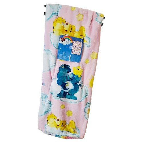 NWT CARE BEARS AUTHENTIC PINK PLUSH THROW BLANKET 60" x 70"