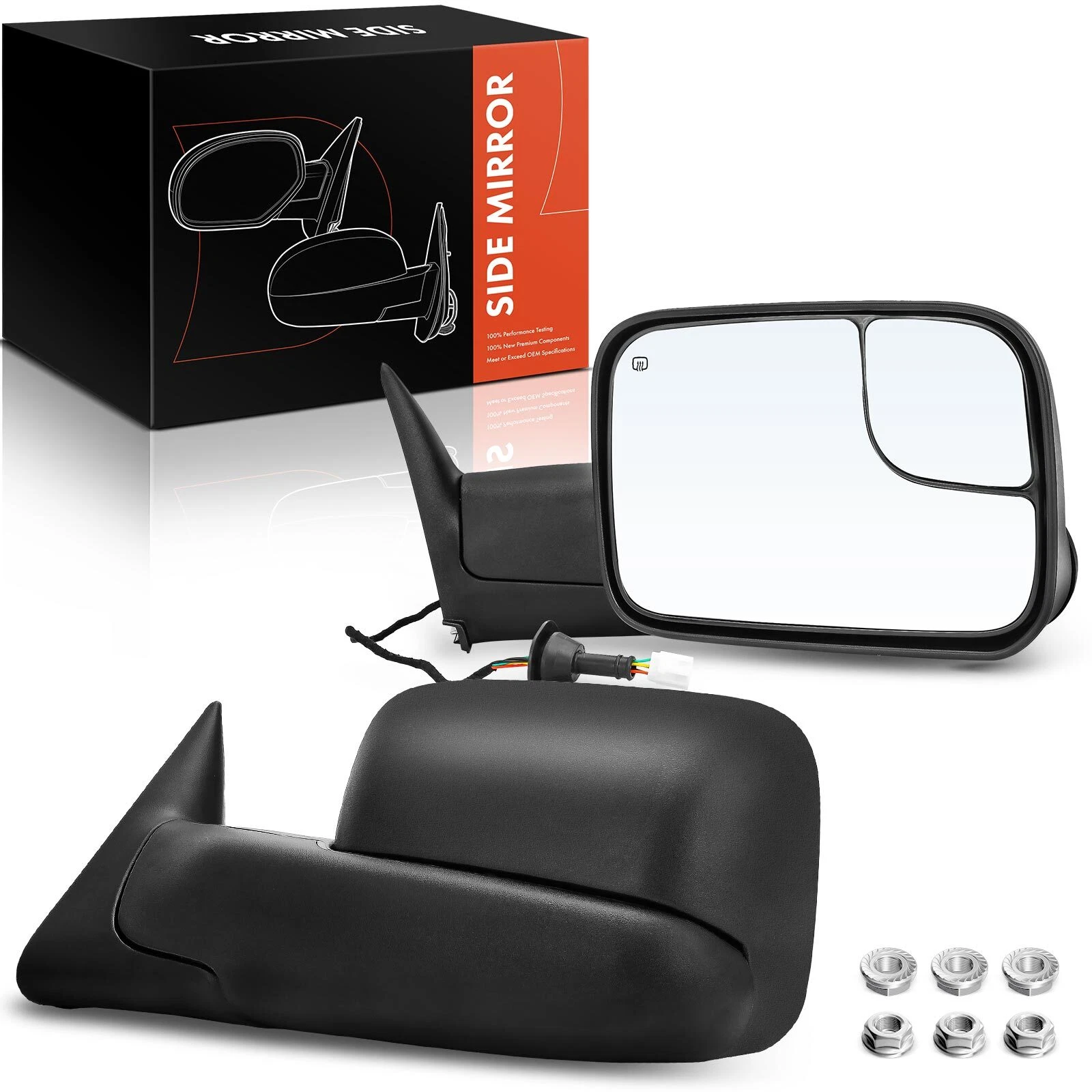 2x LH&RH Textured Black Power Heated Towing Mirror for Dodge Ram 1500 1998-2001
