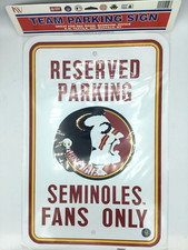 VINTAGE FLORIDA STATE SEMINOLES 12" X 18" FAN PARKING SIGN WALL DECOR FREE SHIP