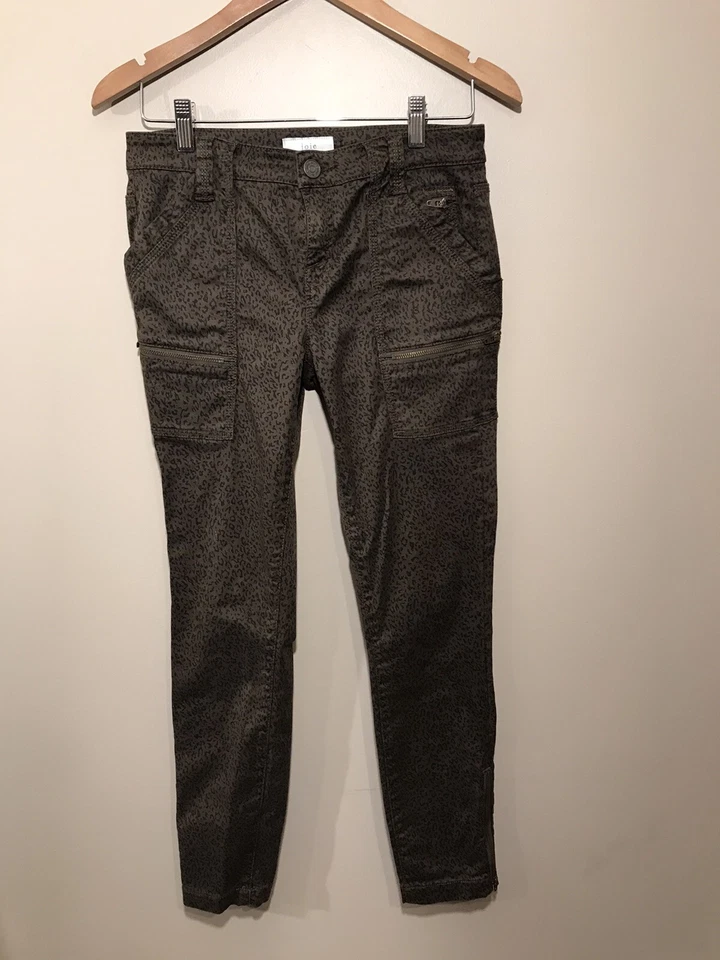 Pantalones ajustados JOIE Park para mujer ejército francés estampado de leopardo talla 26 verde Foto 4 de 4