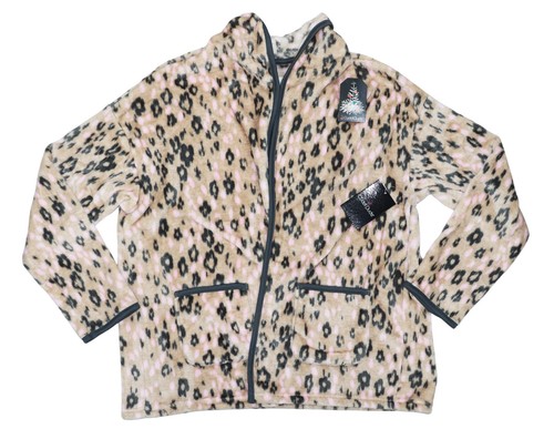 Cuddl Duds Leopard Print Fleece Open Front Sleepwear w/Pockets Bed Jacket NWT - Picture 4 of 6