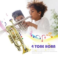 ~Professional Trumpet with 4 Colored Keys ABS Trumpet Toy for Children Kids Gift