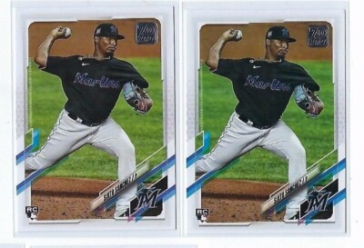 Lot (2) 2021 Topps Series 1 Sixto Sanchez RC #25 Rookie Miami Marlins
