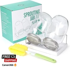 Seed Sprouting Jar Kit | 2 Wide Mouth Mason Jars & Stainless Steel Screen Lids