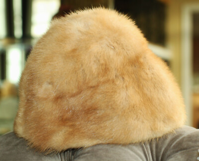 Vintage Genuine Mink Fur Blonde light Womens Bucket Hat Size XS Extra Small