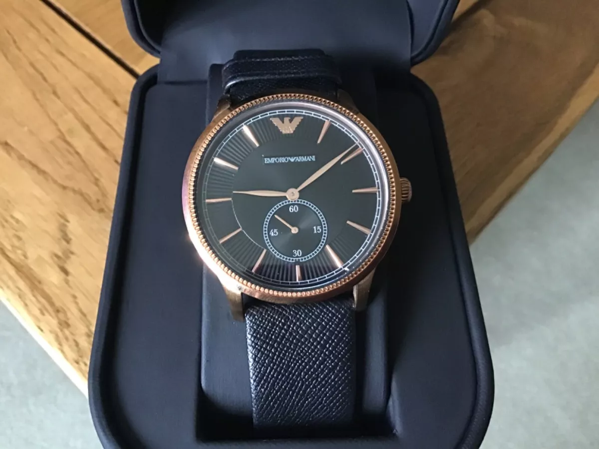 Emporio armani black gold cheap watch
