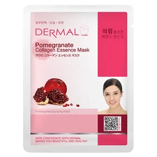 Dermal Korea Collagen Essence Full Facial Mask Sheet- Pomegranate (12 Pack) 
