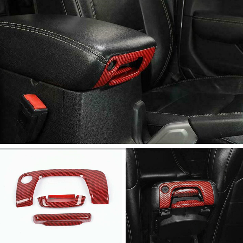 For Jeep Gladiator JT/JL 18-25 Red Carbon Central Armrest Box Switch Cover Trim