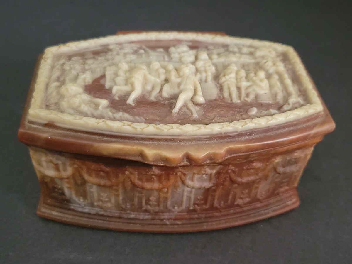 Vintage Incolay Stone Small Jewelry Box Cameo Relief Look | eBay