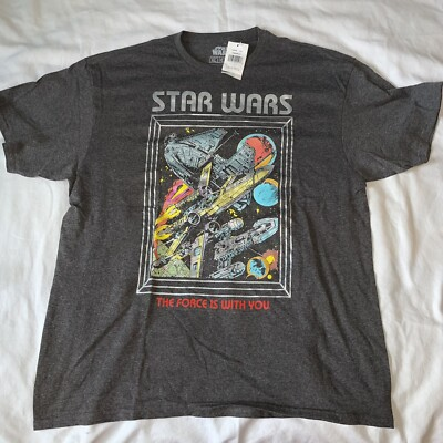 #ad #ad Star Wars quot;The Force is With Youquot; T Shirt Comic Death Star Mens Graphic T Shirt $9.79