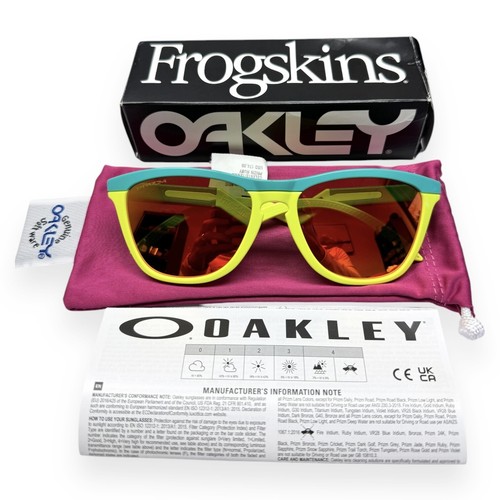 Oakley Frogskins Hybrid OO9289-0255 Sunglasses Teal Tennis Ball Yellow w/Pouch
