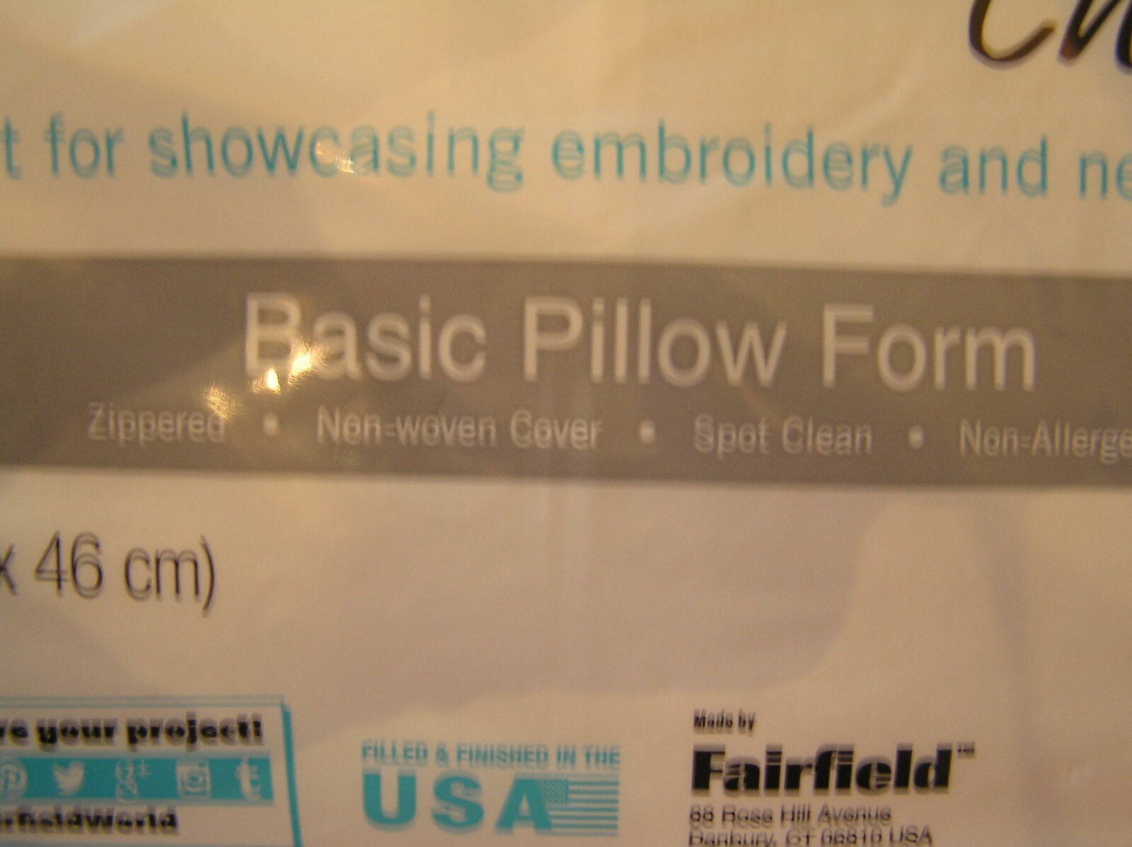 Fairfield Crafter's Choice BASIC PILLOW FORM Zippered 18x18" Square FIRM~~NIP!!