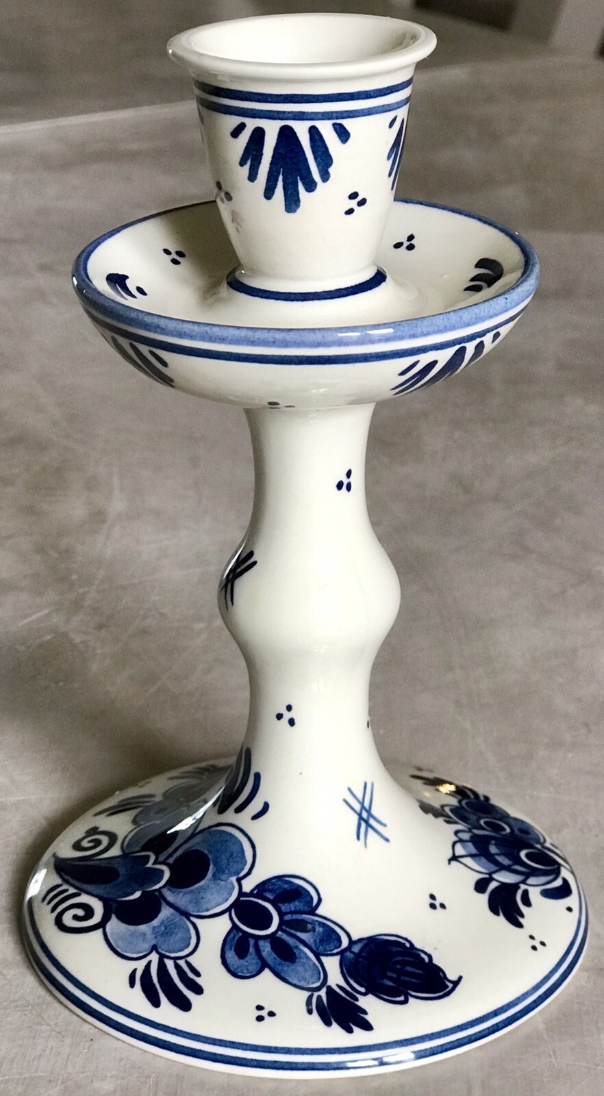 RARE Royal Goedewaagen Delfts Delft Blauw Blue White Floral Candle Stick Holder