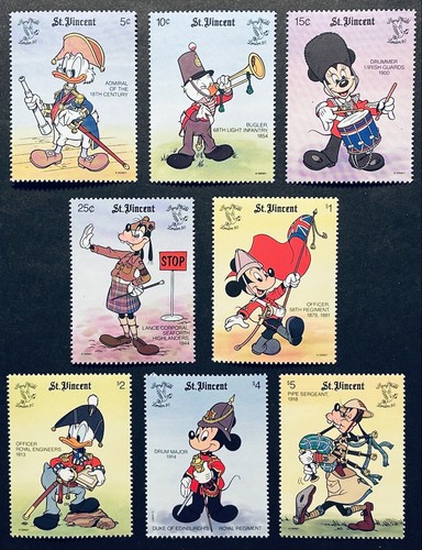 ST VINCENT STAMP WORLD LONDON '90 DISNEY STAMPS MNH BRITISH MILITARY UNIFORMS - 第 1/1 張圖片