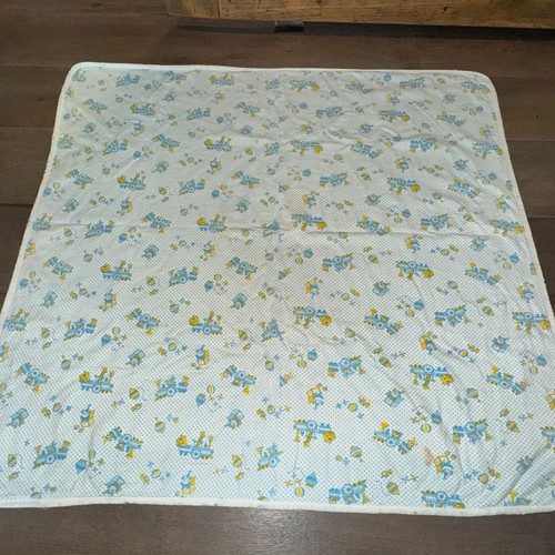 Vtg Carter's Baby Blanket Receiving Blue Polka Dot Train Toys 36” 100% Cotton - 第 8/10 張圖片