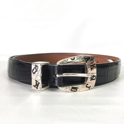 Brighton Onyx Mens 42 Belt Black Croc Leather Royal Flush  display picture 1
