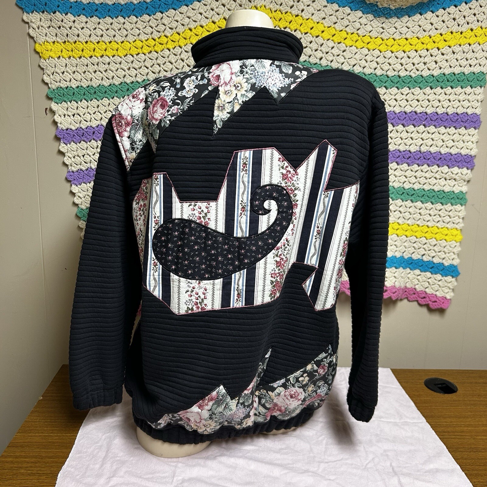 Western Patchwork Jacket Vtg Size Small Oversized… - image 3