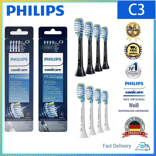 4/8 piezas Philips Sonicare C3 HX9044 cabezales de cepillo DiamondClean blanco y negro EG3N - Imagen 21 de 37