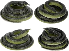 FOUUAAOOU Realistic Rubber Snake, 4 Pieces Fake Snake Black Mamba Snakes to Keep