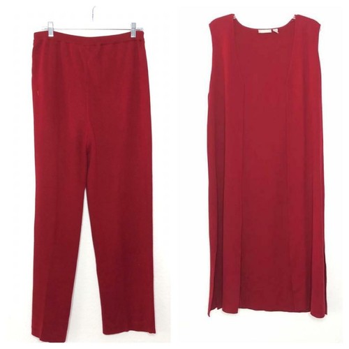 Nordstrom Burgundy Red Two Piece Knit Long Sweater Cardigan Vest & Pants Set AS - Bild 1 von 12