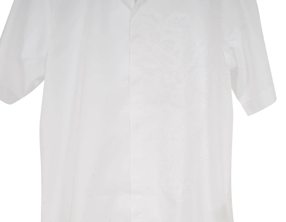 Fendi Mens Button Down Bowling Sz 39 Medium White Embroiderd Floral Camp Collar - Image 4 of 4