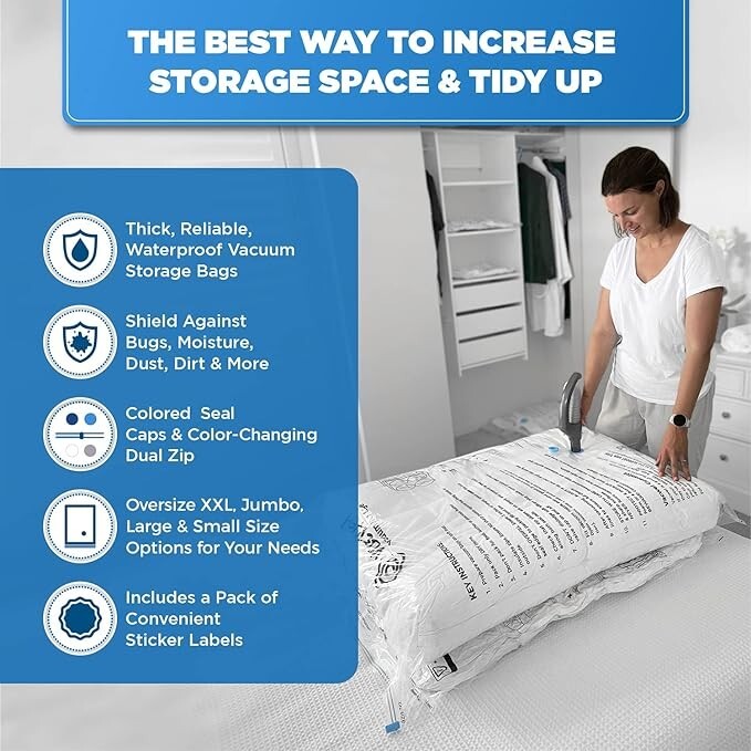 Vacwel 3Pack XXL,Vacuum Storage Bags,Space Saver Bags for Clothes