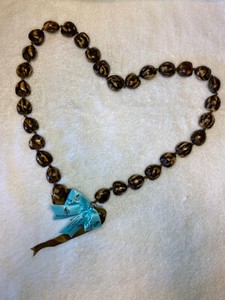 Hawaiian Faux KUKUI NUT LEI Graduation Wedding Luau Hula Necklace ~ 40” FSKO.