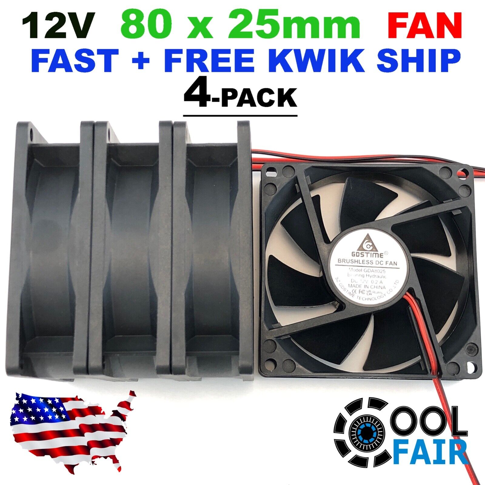 højttaler trappe afstemning Gdstime 80mm 8025 12v DC Cooling Fan Computer Case 2-Pin 80mmx80mmx25mm  4-Pack – ASA College: Florida