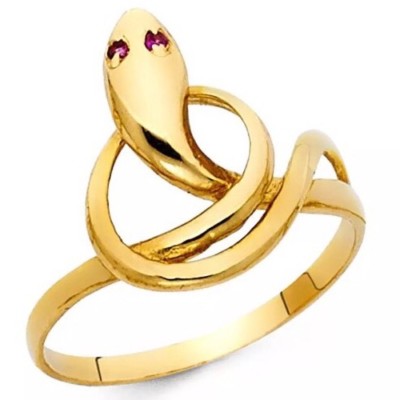 GOLD Schlangenring 14k rot cz Viel Glück fein Geschenk massiv 8,5 5 6 7 8 9 10 11