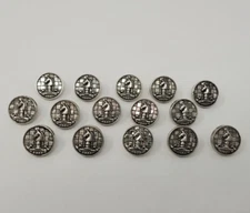 15 pcs Chess Board Knight Silver Molded Plastic Craft Sewing Shank Buttons VTG
