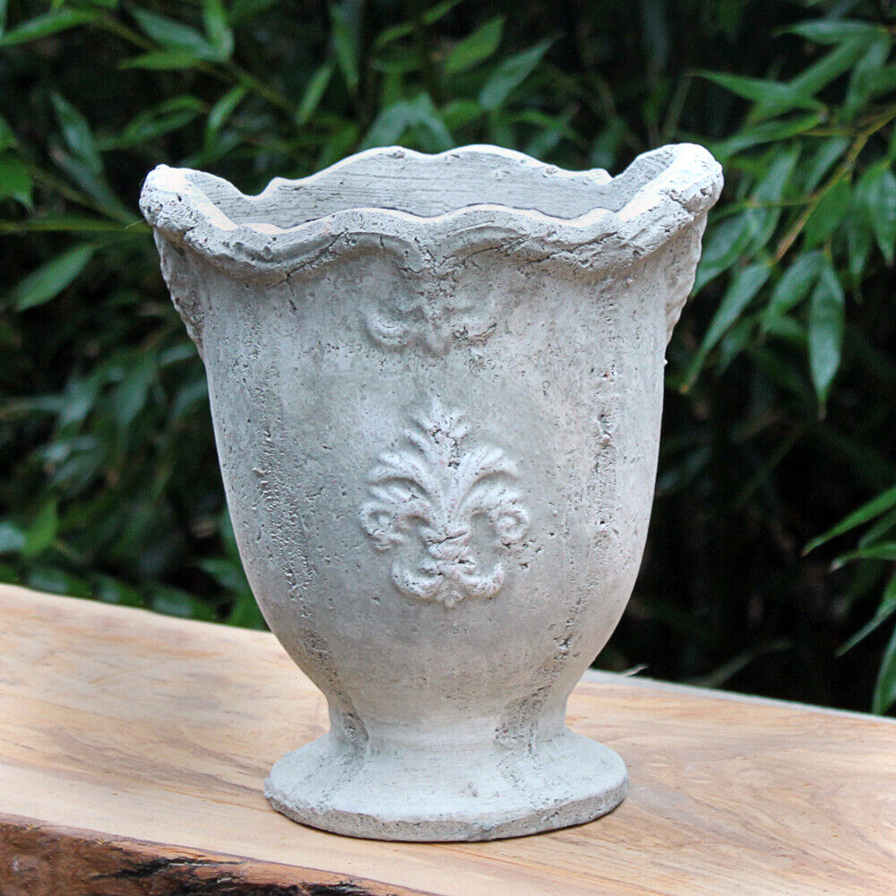 Vintage Übertopf Rustikal Antik Grau Blumentopf Shabby Pflanztopf Landhaus Vase