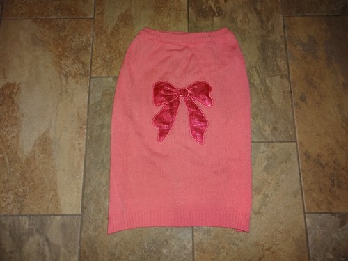 Adorable Top Paw Pink Knit Dog sweater vest sequin Pink Bow XXL-for a big Dog