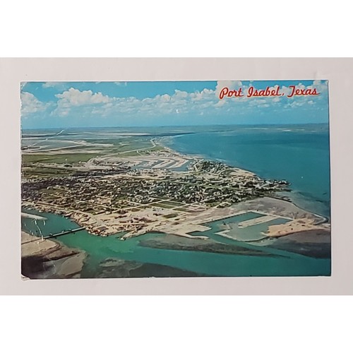 Postcard 1959 Port Isabel Texas USA Aerial View - Picture 7 of 7