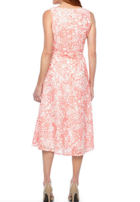 Perceptions Petite PXXL Sleeveless Lined Floral Fit Flare Dress Blush NWT