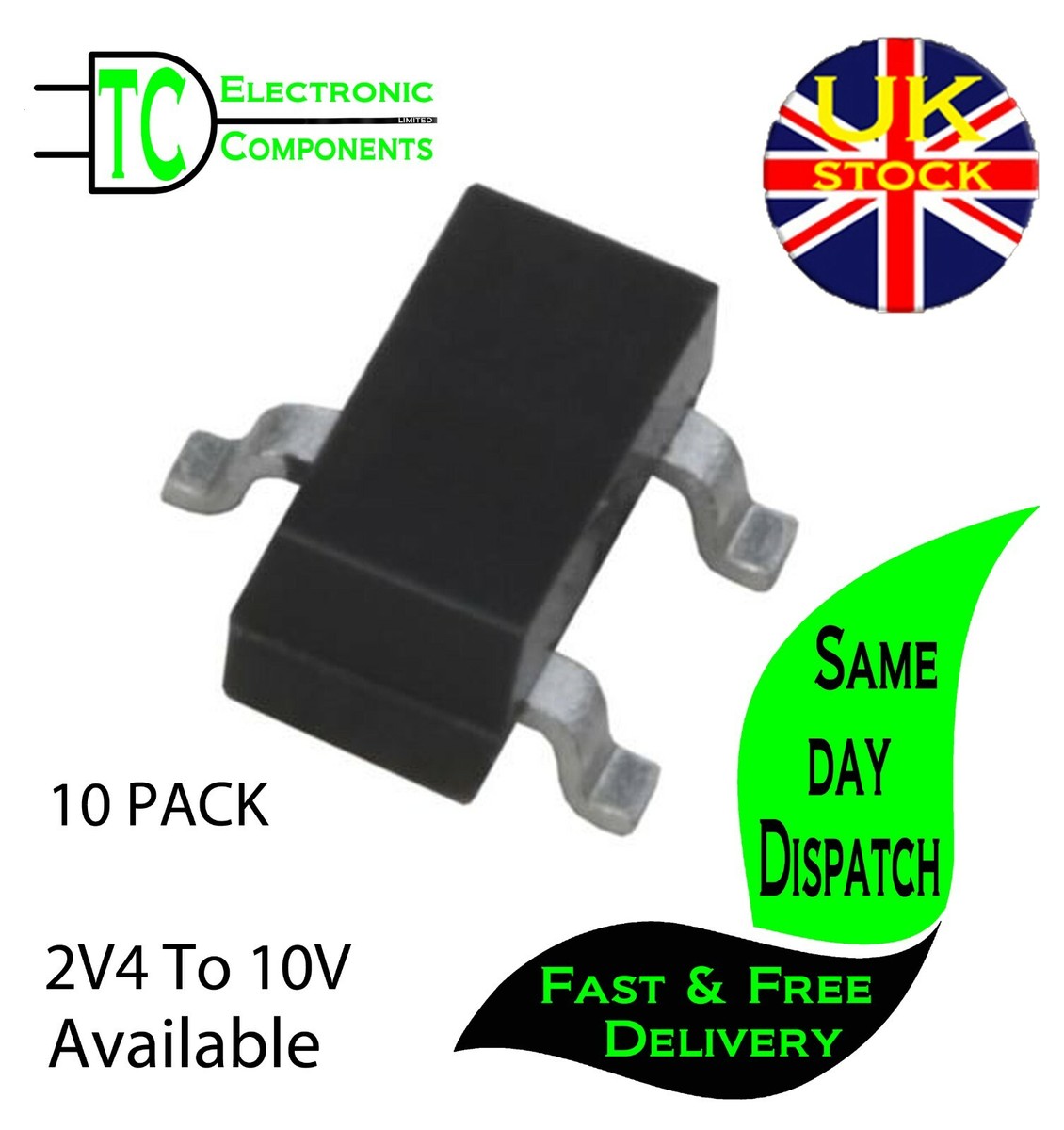 BZX84C SOT23 SMD Zener Diodes 0.225W 2V4 to 10V Available 10 BZX84C SOT23 SMD Zener Diodes 0.225W 2V4 to 10V Available 10