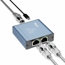 Gigabit Ethernet Splitter 1 to 2 1000Mbps LAN Network Splitter 2 Port RJ45 Di...