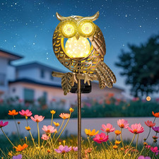 Solar Owl Garden Light Glowing Eyes LED Outdoor Yard Walkway Pathway Decor