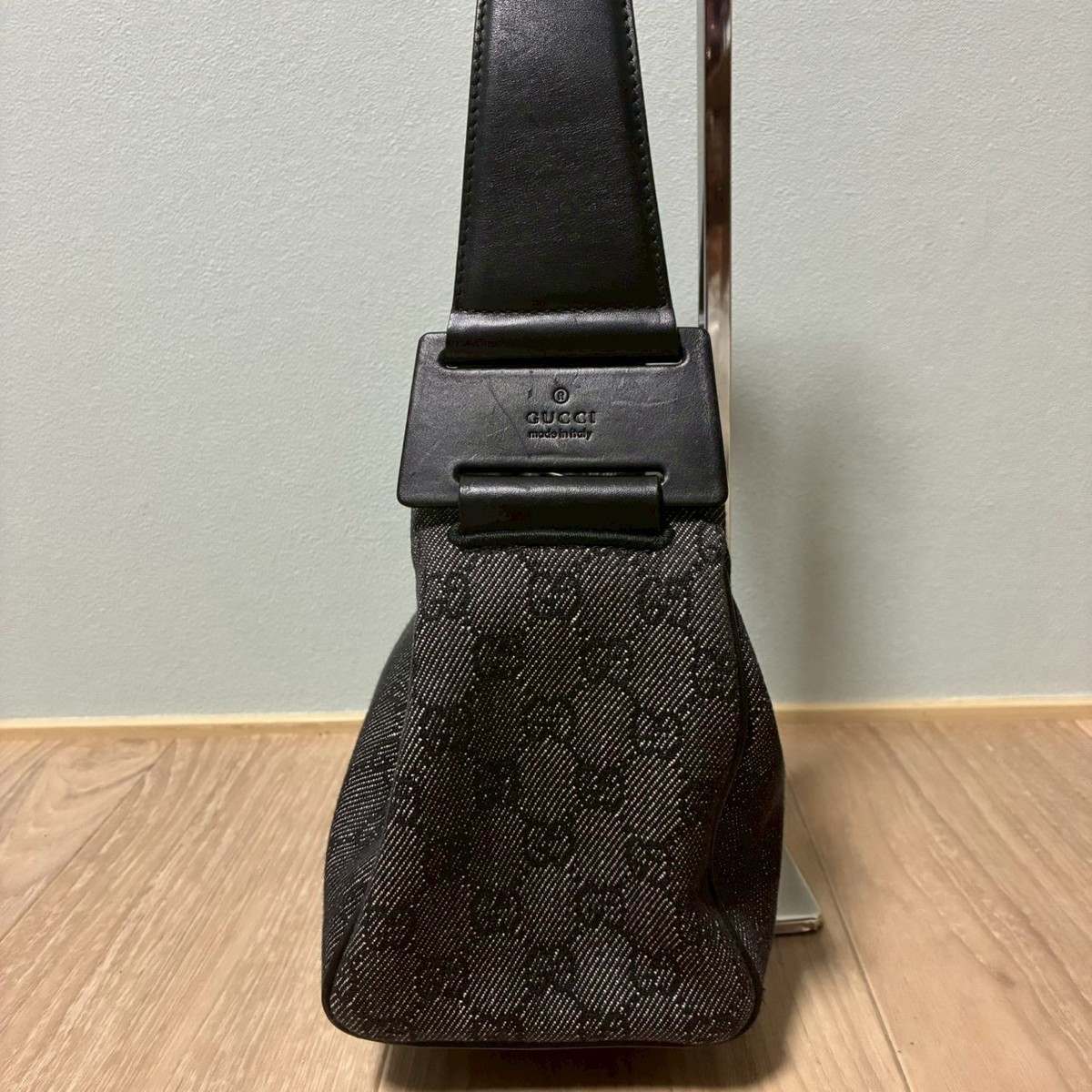 GUCCI GG Canvas Black Accessory Pouch Mini One Shoulder Bag 9269