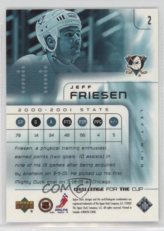 2001-02 Upper Deck Challenge for the Cup Jeff Friesen #2 - Image 2 of 2