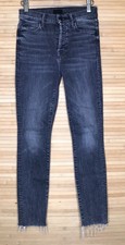 Mother Jeans The Stunner Ankle Fray Friday The 13th Dark Size 24 Made In USA