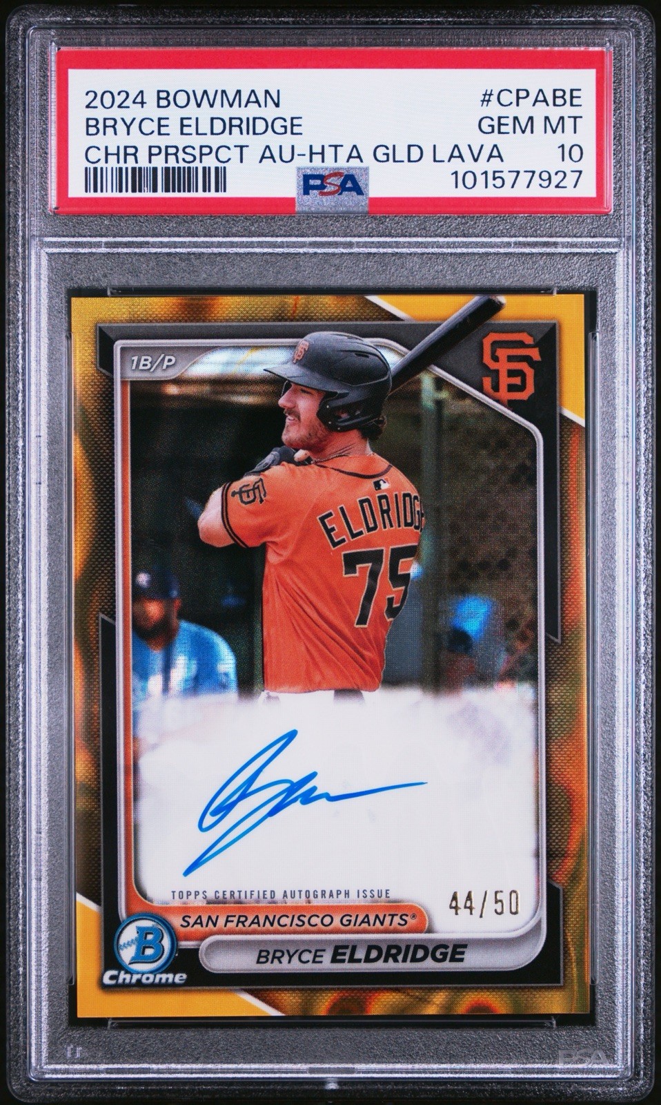 2024 Bowman Chrome Bryce Eldridge /50 Auto Gold Lava #CPABE GIANTS PSA 10