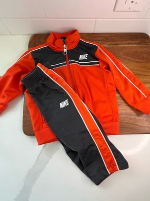 Nike Toddler Track Suit 2-Piece Set Orange Gray Size 12 Months Jacket Pants