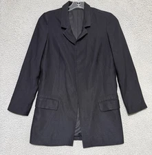 All Saints womens blazer jacket US 00 UK 2 EU 30 Black Long Open front Viscose