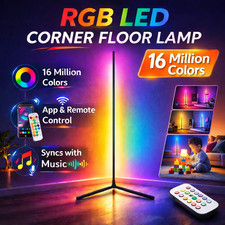 RGB LED Corner Floor Lamp Music Sync App Remote Color Changing Light 16M Colors