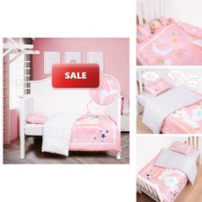 JISEN 3 Piece Pink Unicorn Crib Bedding Set