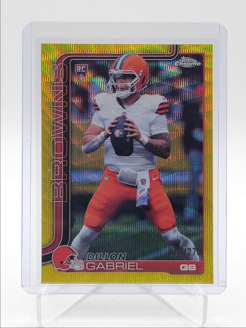 DILLON GABRIEL 2025 TOPPS CHROME ROOKIE YELLOW WAVE REFRACTOR RC /275 Q5692