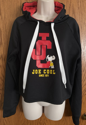 Snoopy Joe Cool Since 1971 Black Cropped Hoodie Sweatshirt Women's Jr's Size XL