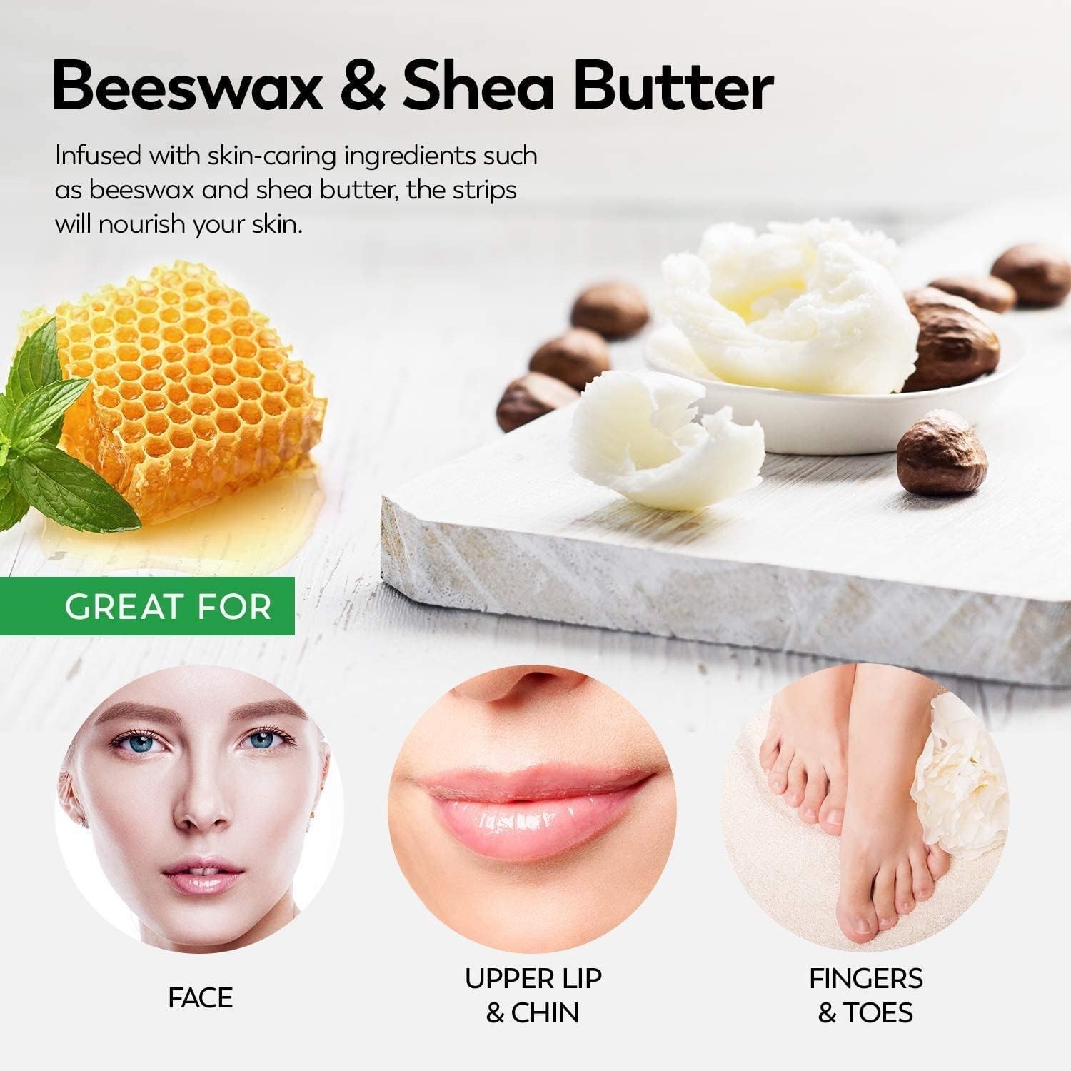 Facial Wax Strips for hair removal - Hypoallergenic for All Skin Types - - Ge...