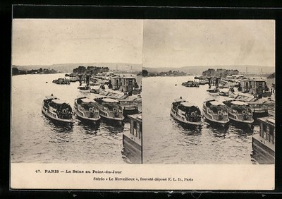 Stereo-AK Paris, La Seine au Point-du-Jour 